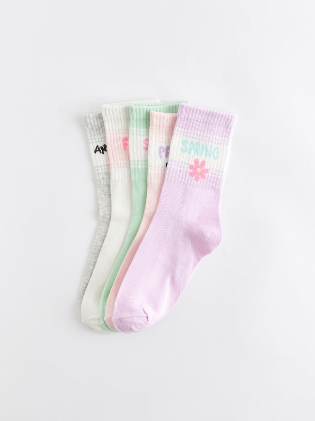 Patterned Girls Socks 5-Piece Main Image