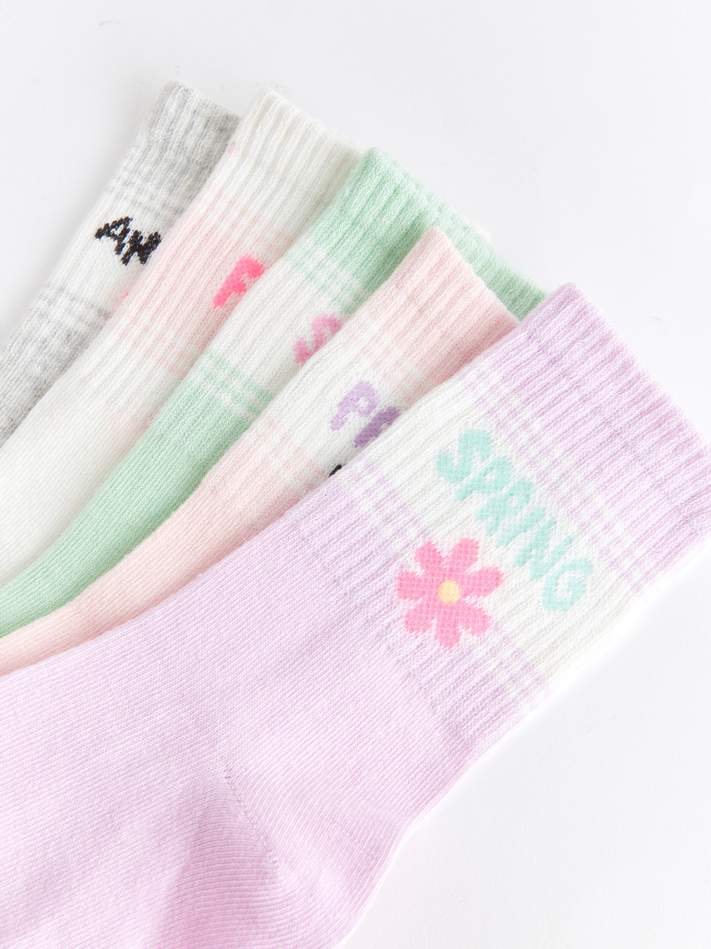 Patterned Girls Socks 5-Piece
