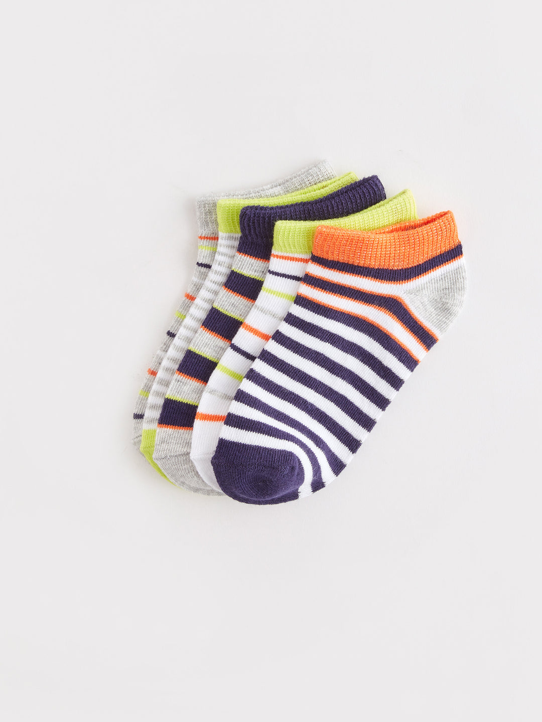 Striped Boy Booties Socks 5-Pack