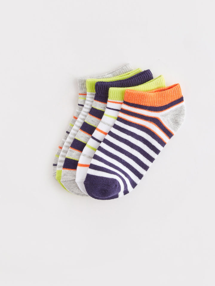 Striped Boy Booties Socks 5-Pack