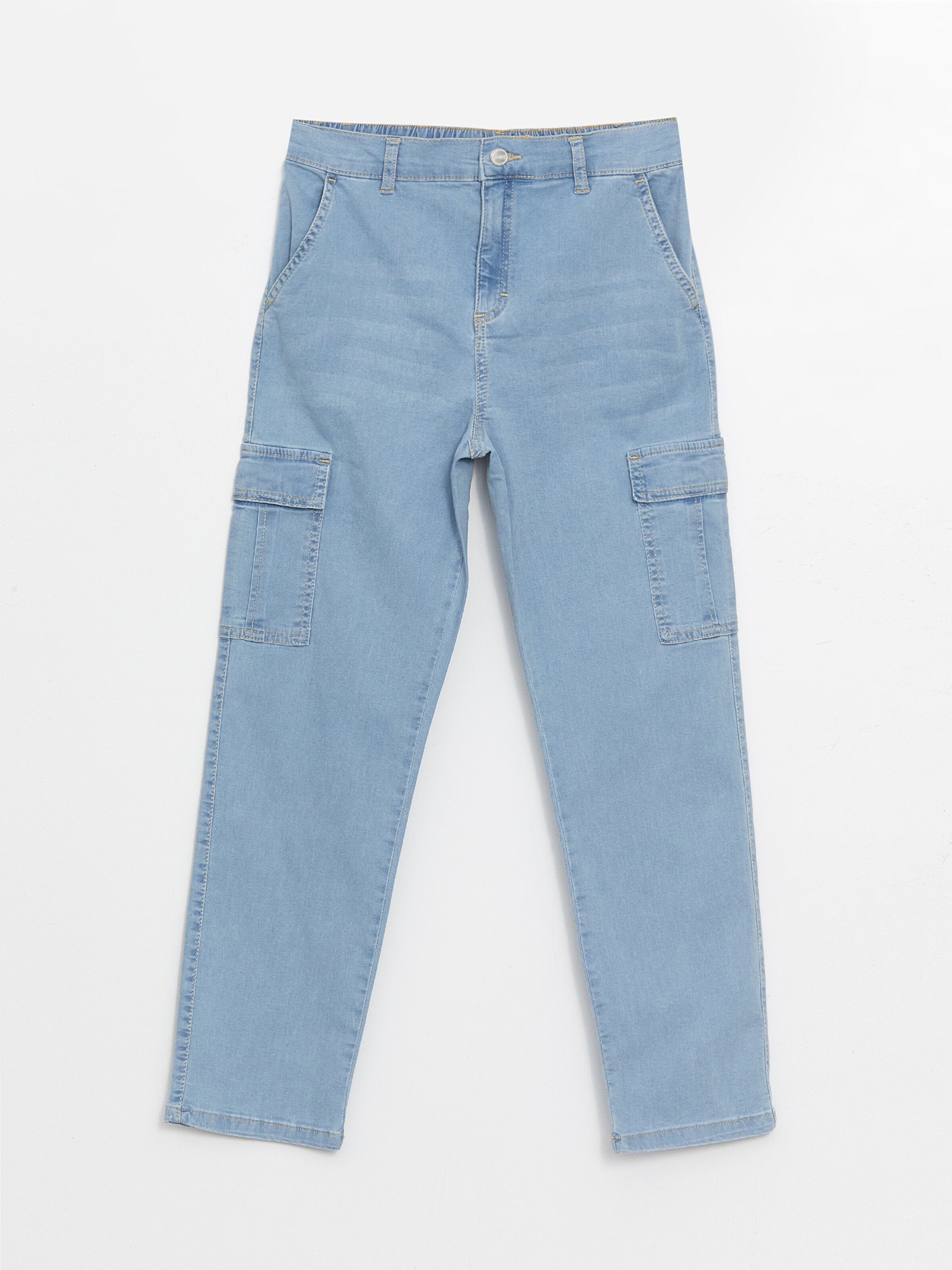 Boys Cargo Jean Trousers With Elastic Waist