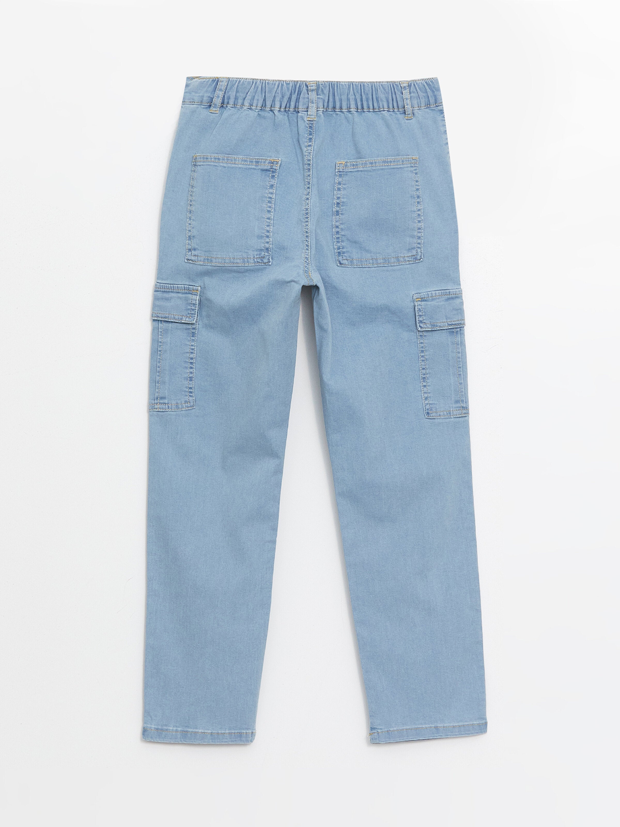 Boys Cargo Jean Trousers With Elastic Waist