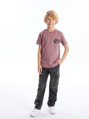 Boys Cargo Jean Trousers With Elastic Waist