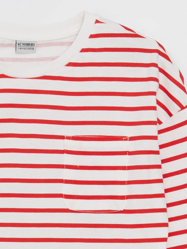 Crew Neck Striped Long Sleeve Girls T-Shirt Main Image