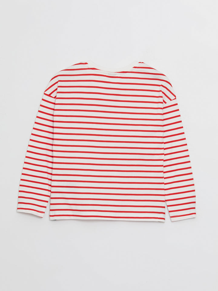 Crew Neck Striped Long Sleeve Girls T-Shirt