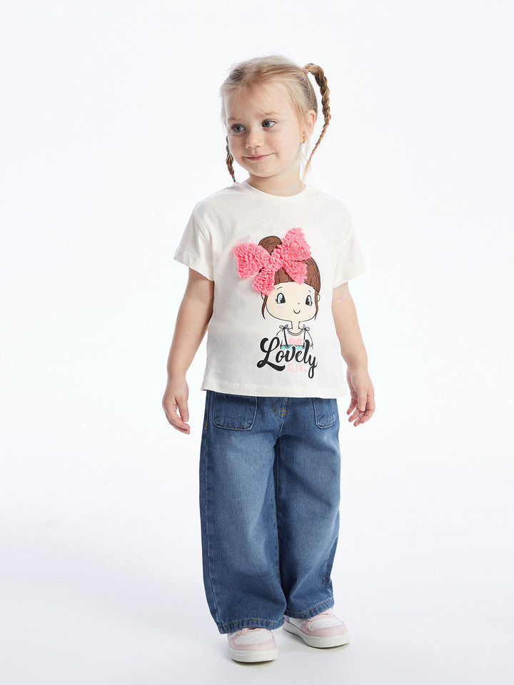 Basic Baby Girls Jean Trousers With Elastic Waist