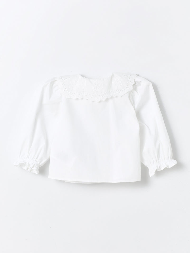 Bebe Collar Ruffle Long Sleeve Baby Girls Shirt
