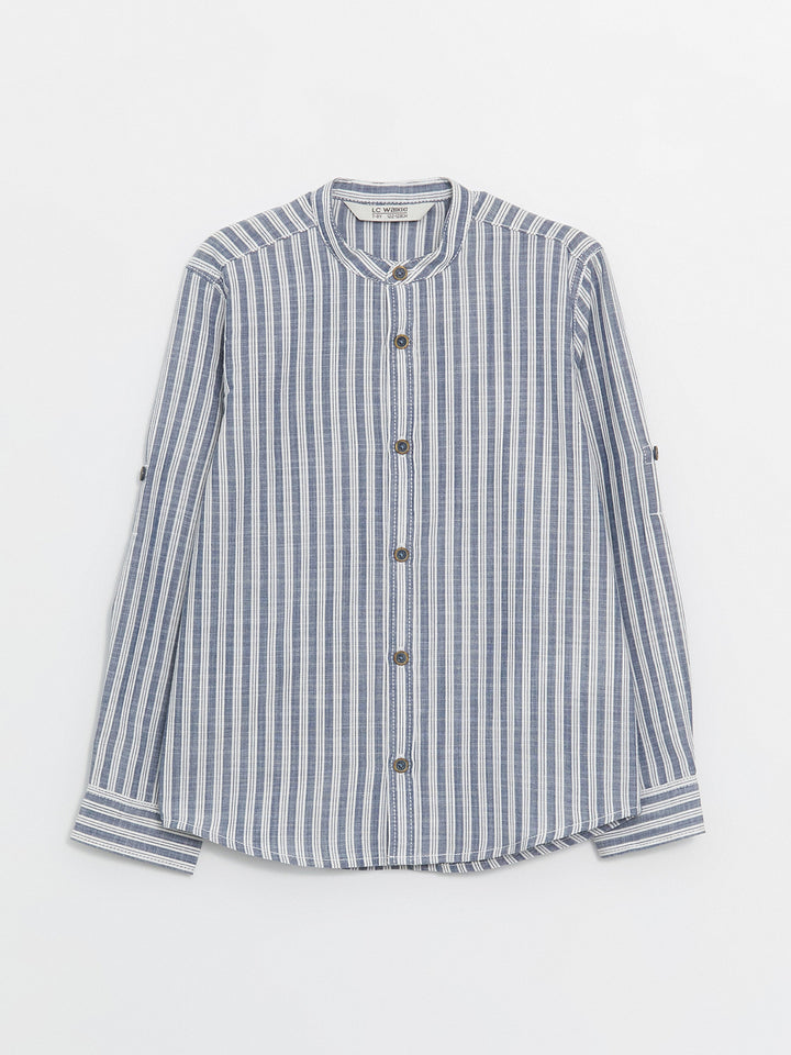 Collar Striped Long Sleeve Boys Shirt