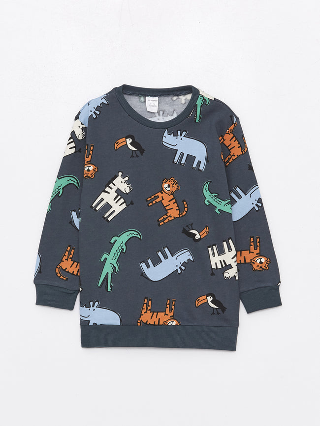 Crew Neck Long Sleeve Printed Baby Boy Sweatshirt Hover Image