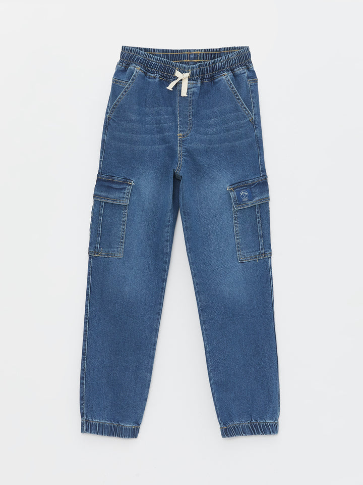 Elastic Waist Boy Cargo Jean Trousers