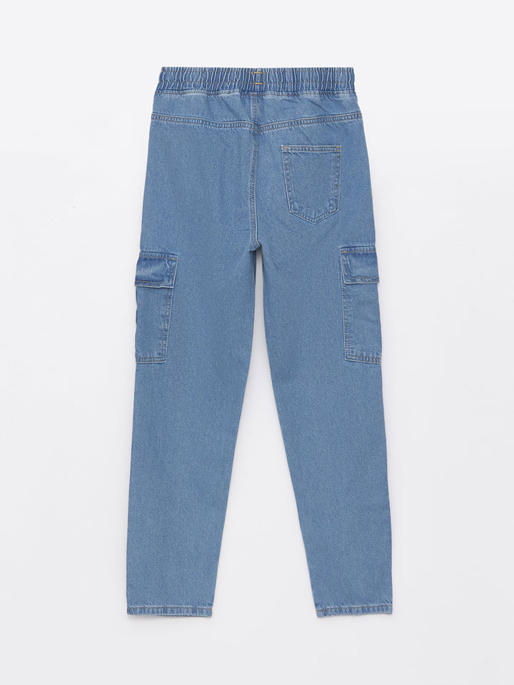 Elastic Waist Boy Cargo Jean Trousers