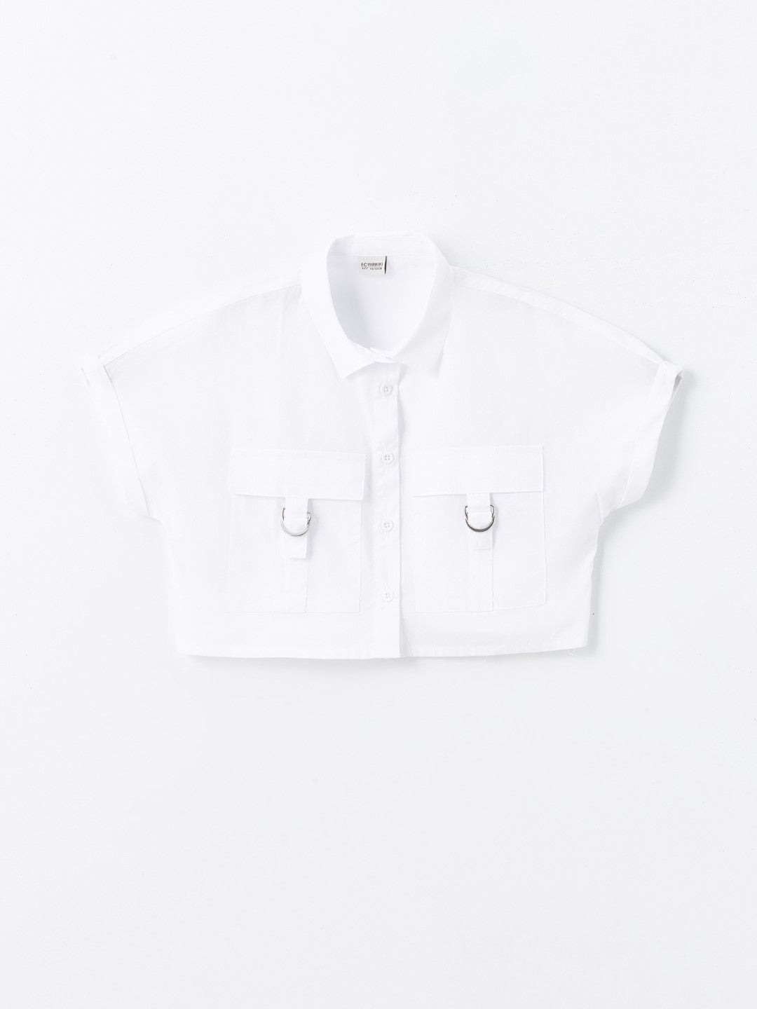 Basic Short Sleeve Girls Crop Shirt