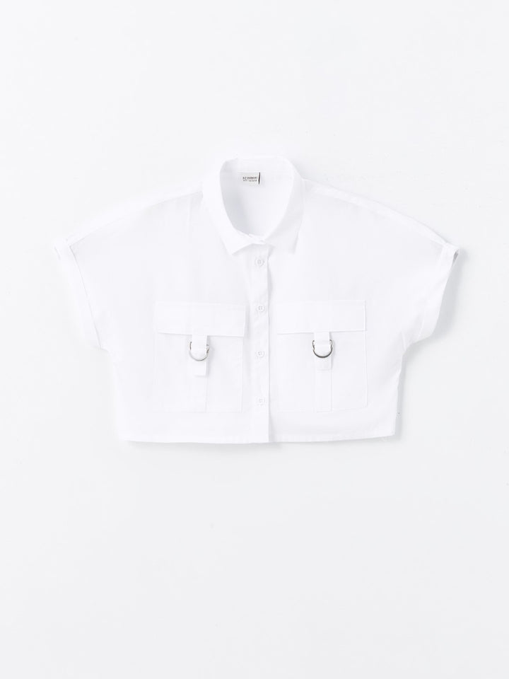 Basic Short Sleeve Girls Crop Shirt