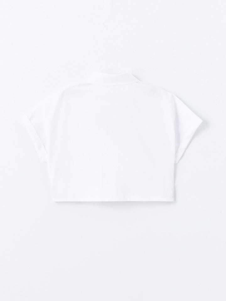 Basic Short Sleeve Girls Crop Shirt