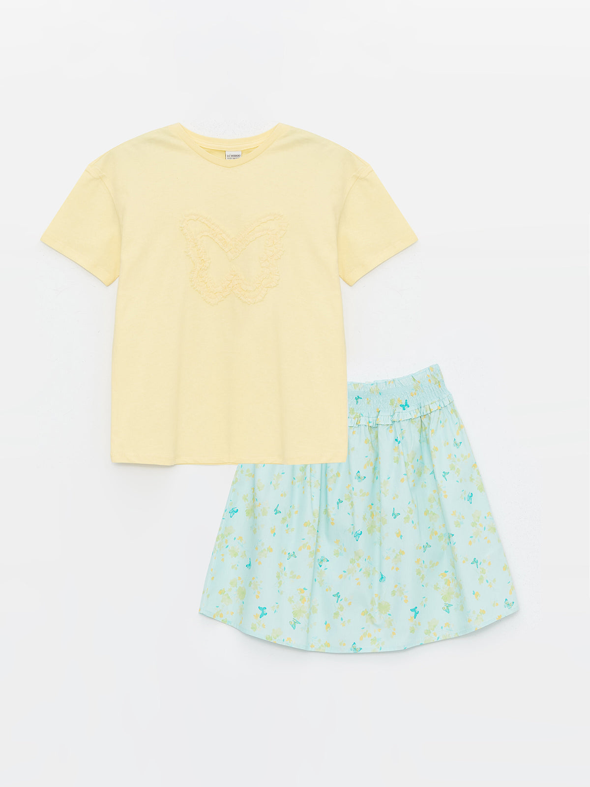 Crew Neck Girls T-Shirt And Skirt