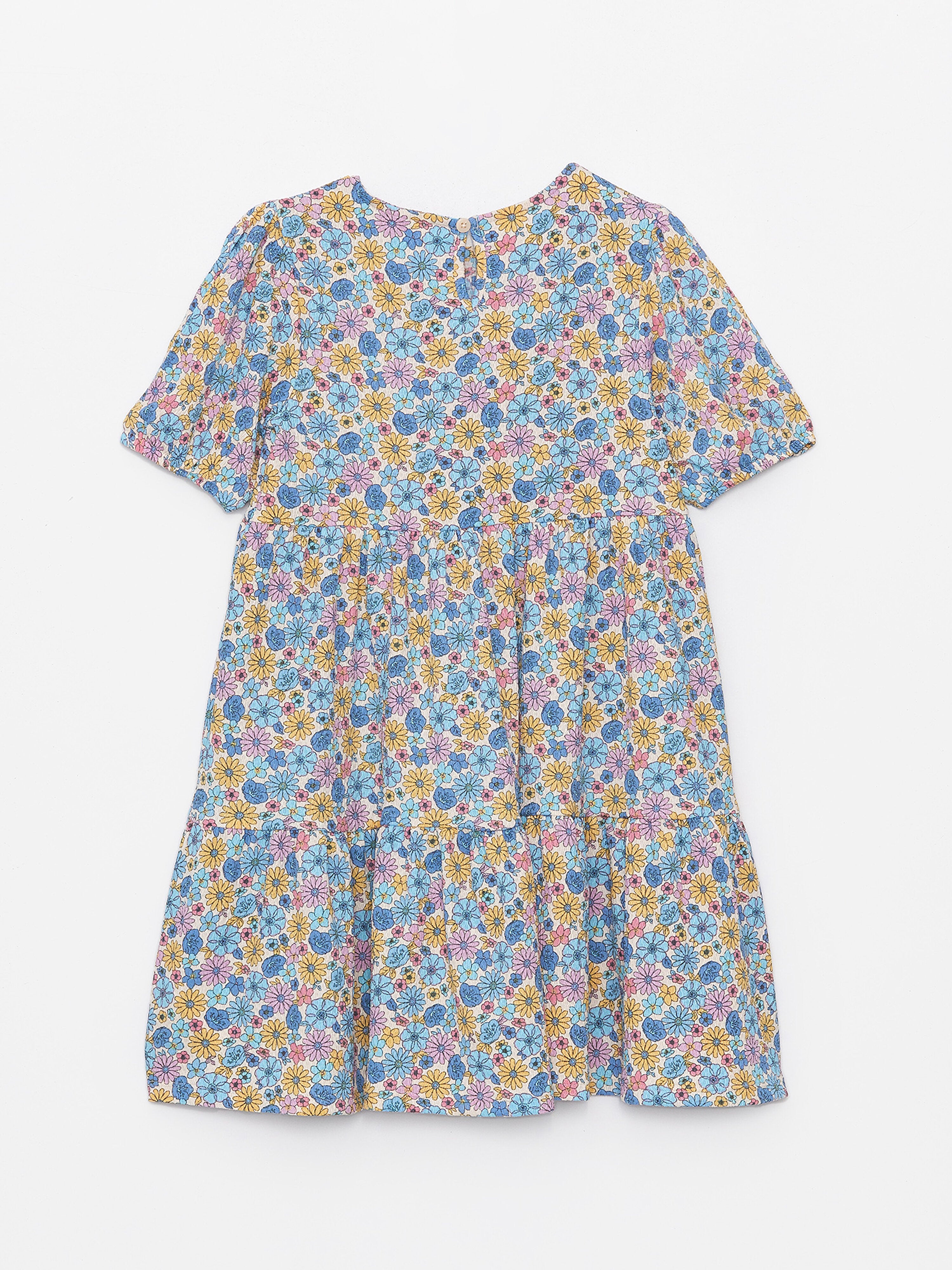 Crew Neck Floral Girls Dress