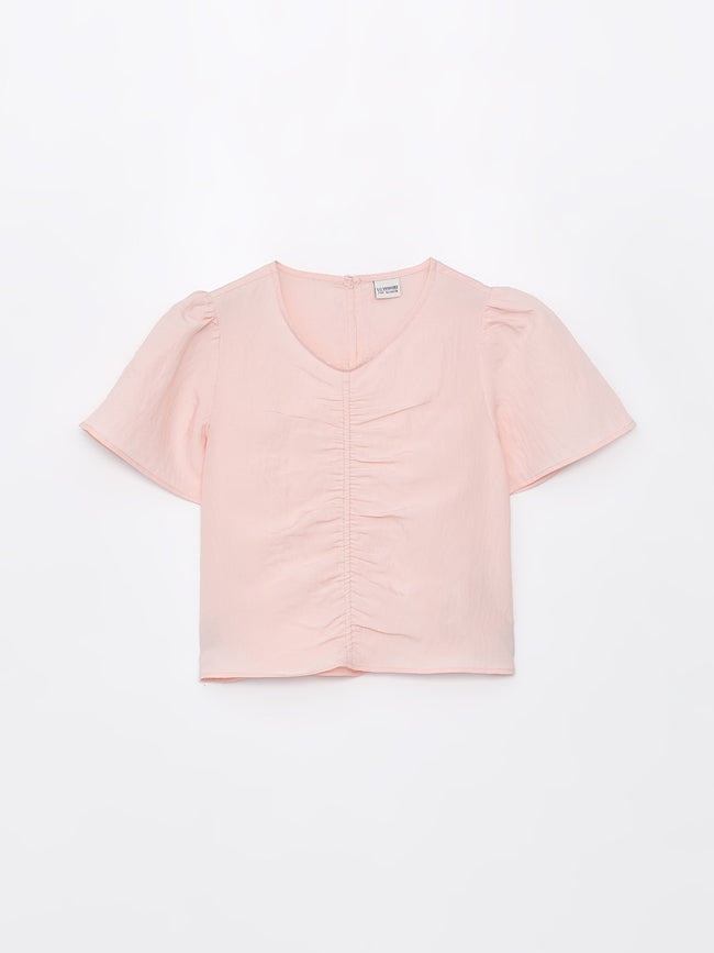 V-neck Girls Crop Blouse Hover Image