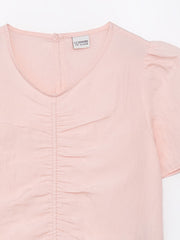 V-neck Girls Crop Blouse