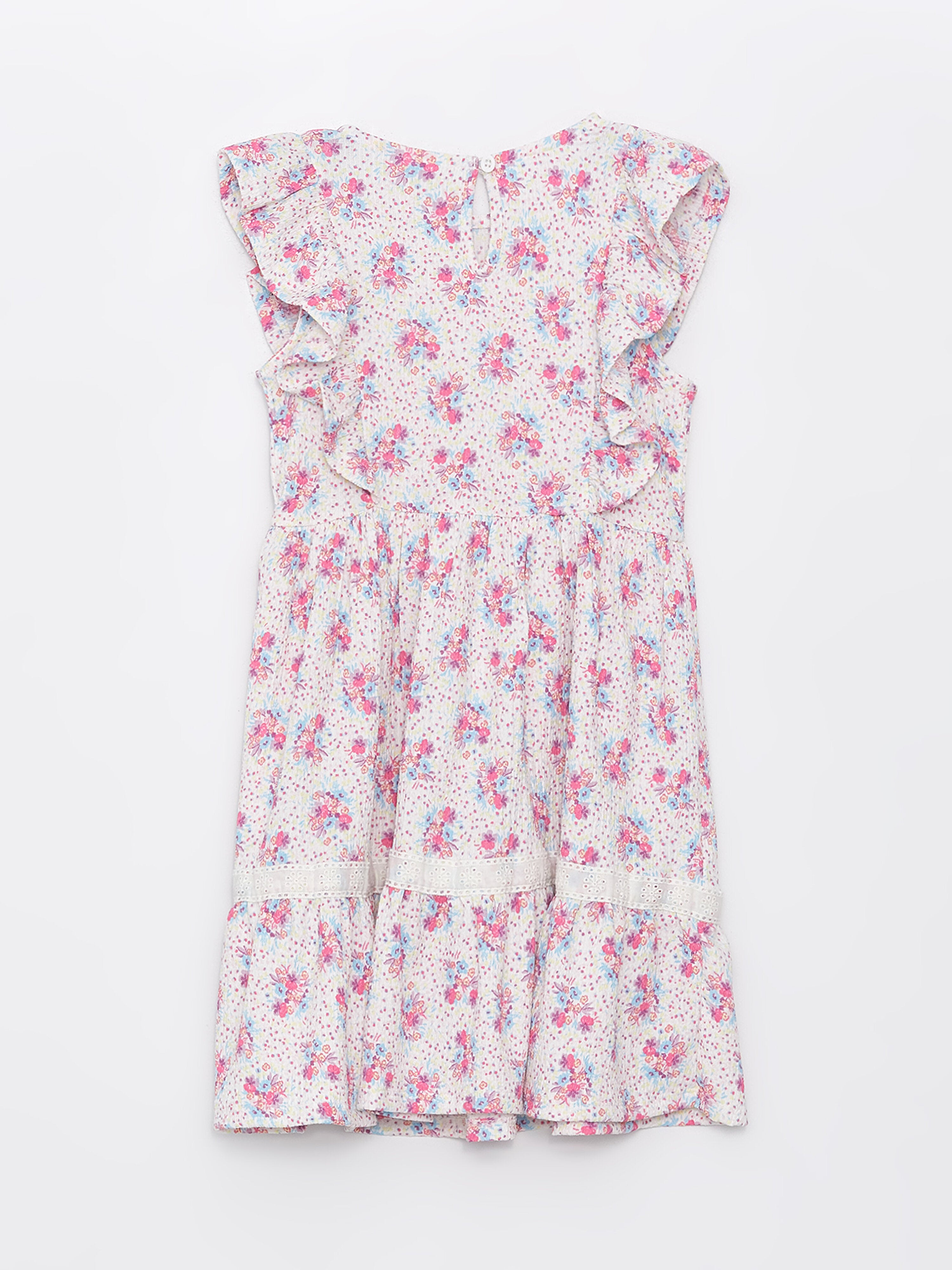 Crew Neck Floral Girls Dress