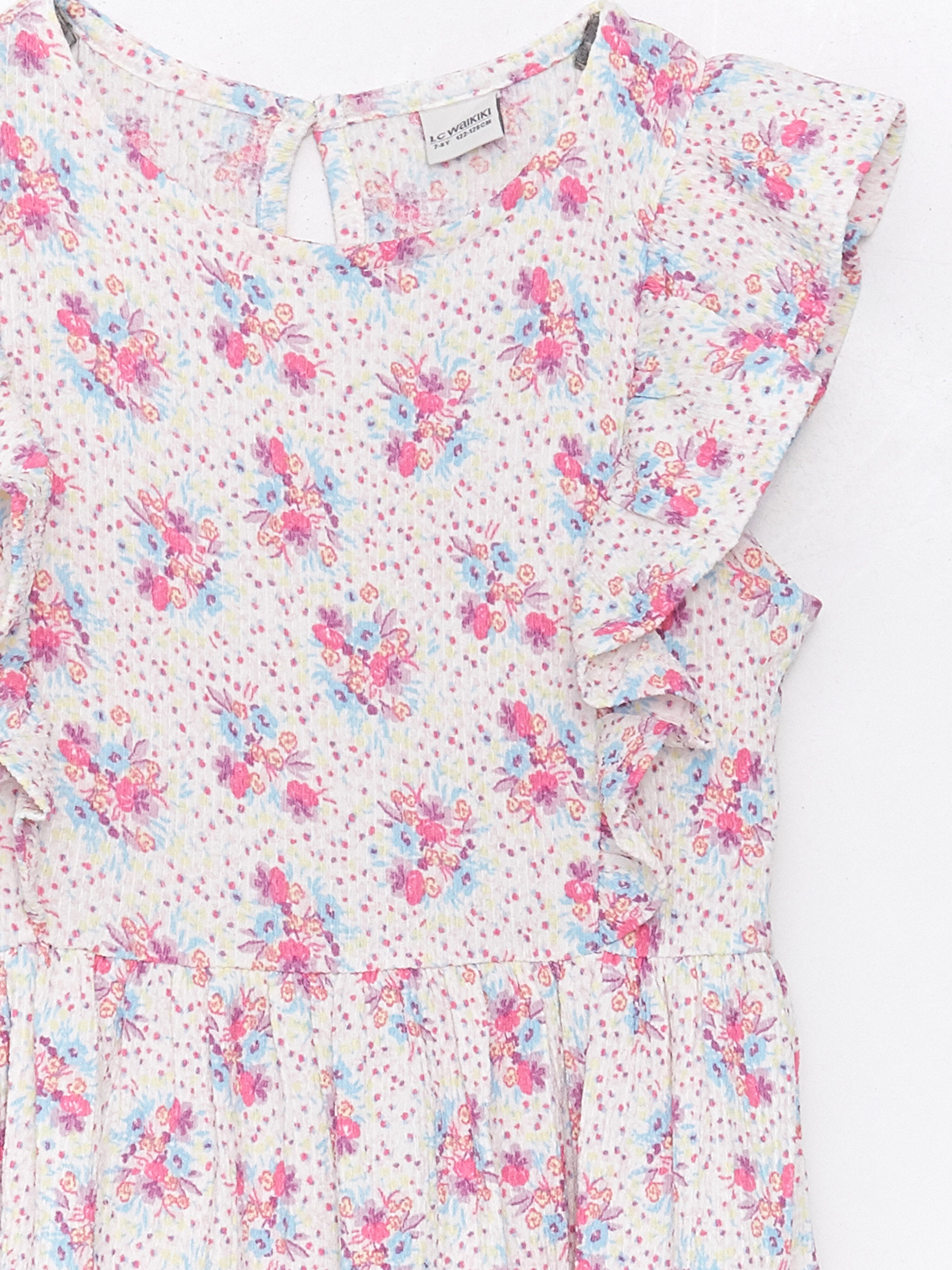 Crew Neck Floral Girls Dress