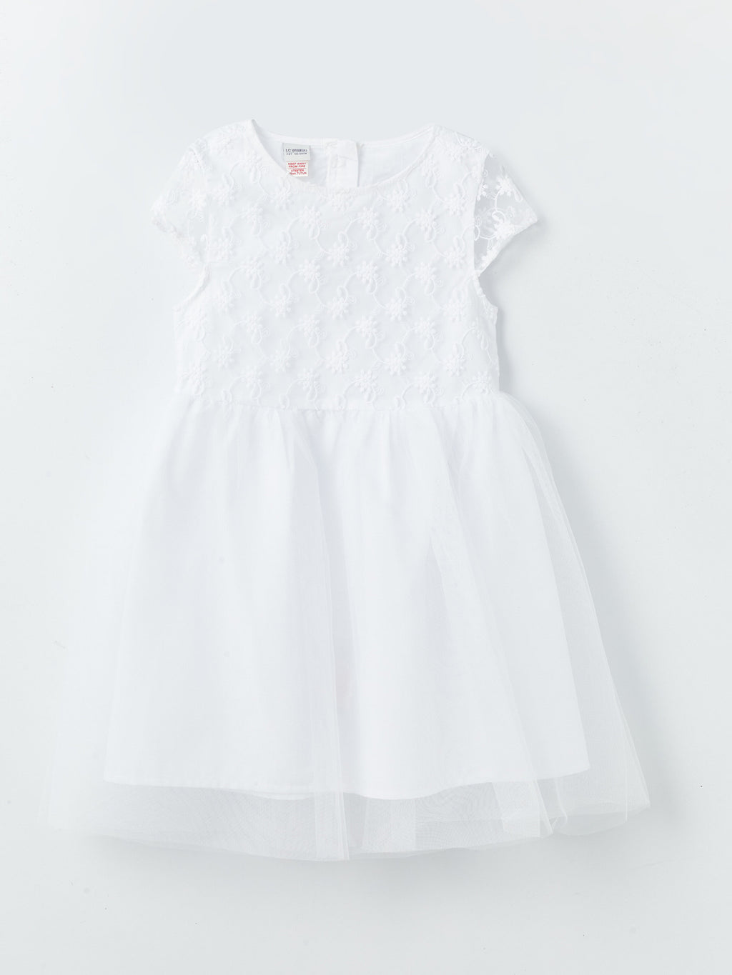 Crew Neck Short Sleeve Girls Tulle Dress