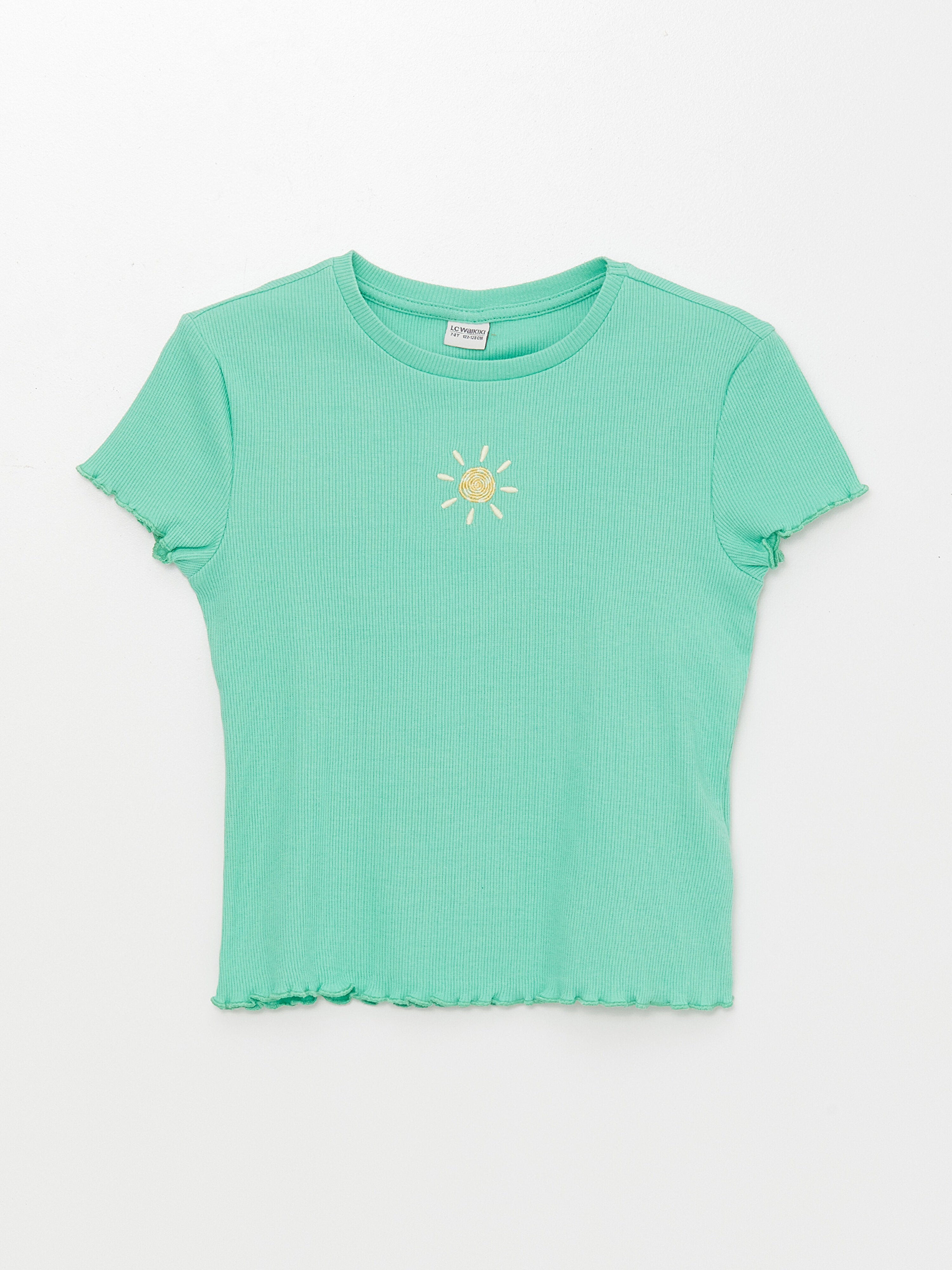 Crew Neck Embroidered Short Sleeve Girls T-Shirt