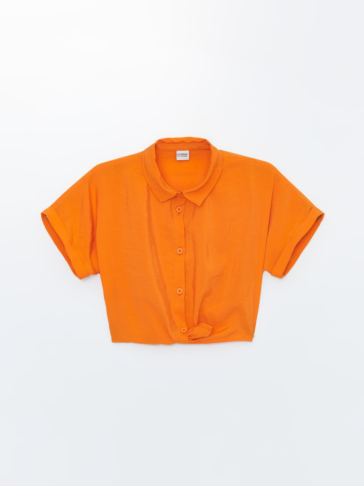 Lcw Kids Orange Basic Short Sleeve Girl Crop Shirt