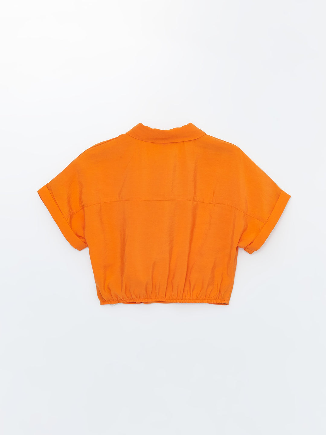 Lcw Kids Orange Basic Short Sleeve Girl Crop Shirt