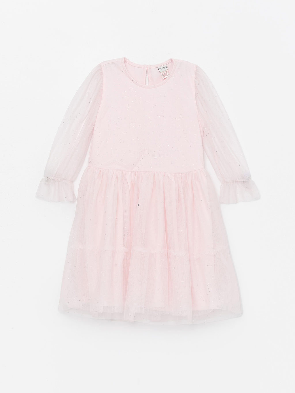 Crew Neck Long Sleeve Girls Tulle Dress