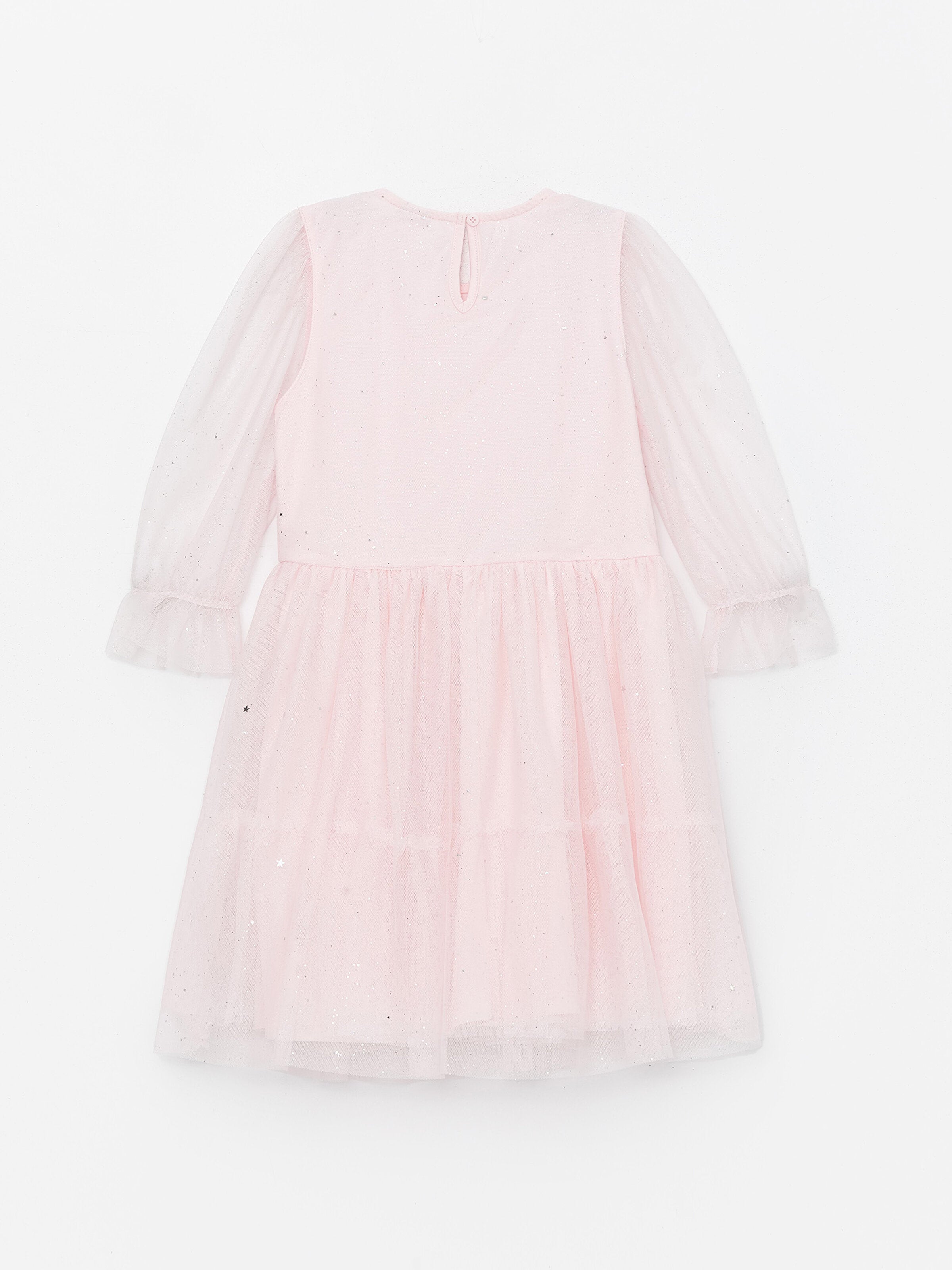 Crew Neck Long Sleeve Girls Tulle Dress