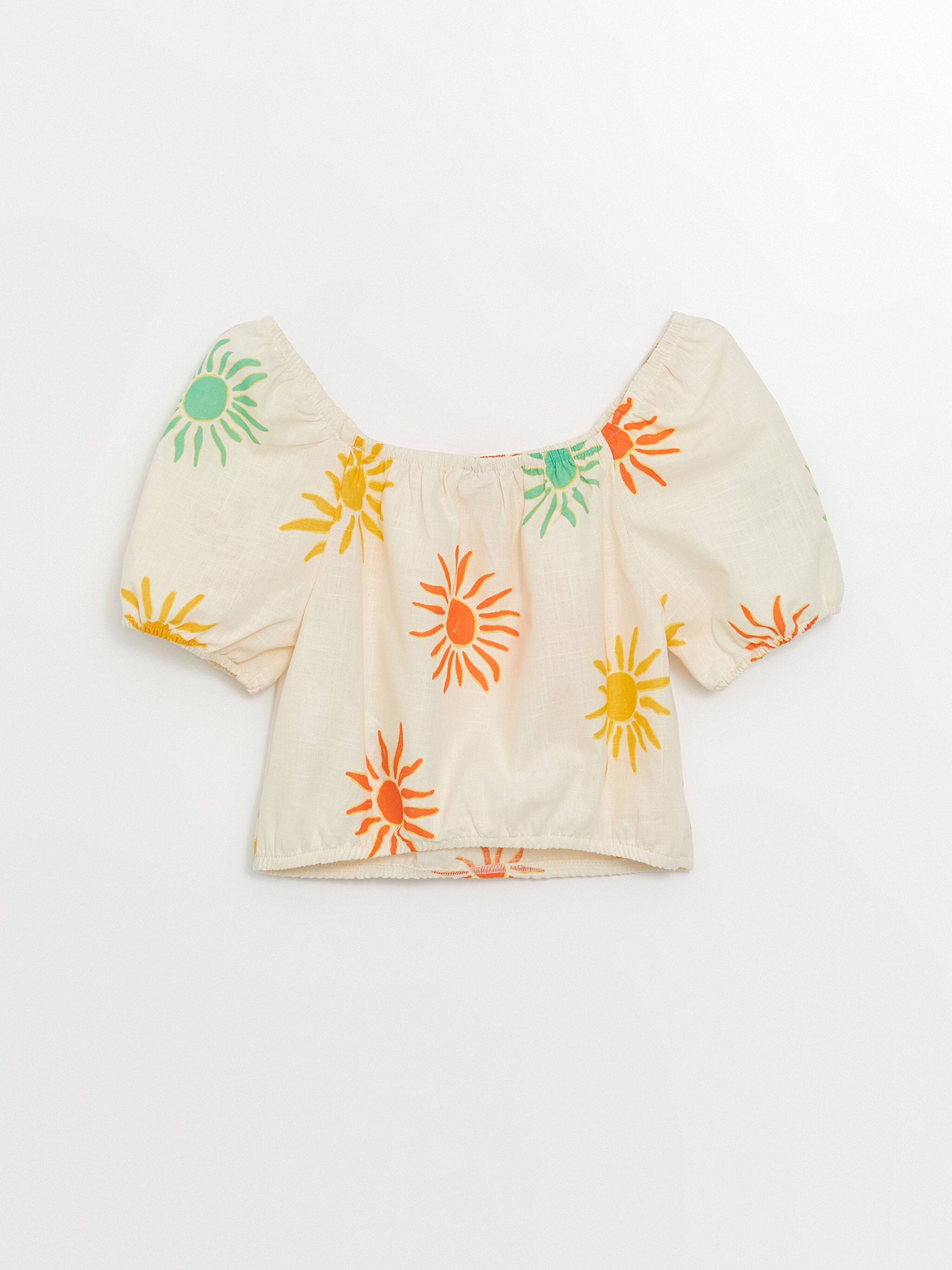 Square Neck Printed Girls Blouse