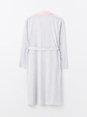Shawl Collar Plain Long Sleeve Women Dressing Gown