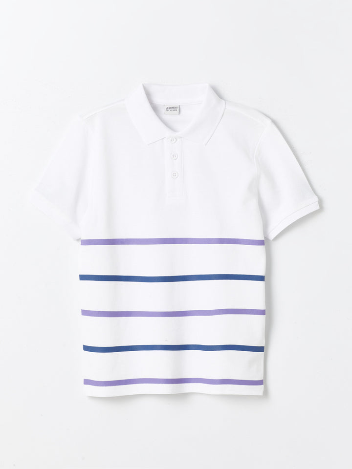 Polo Neck Striped Short Sleeve Boys T-Shirt
