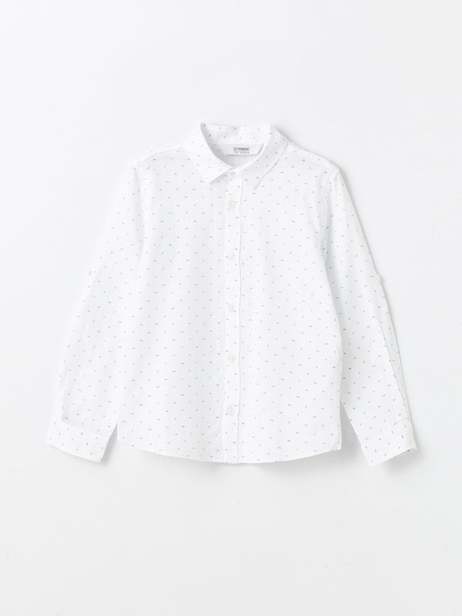 Patterned Long Sleeve Boys Shirt Hover Image