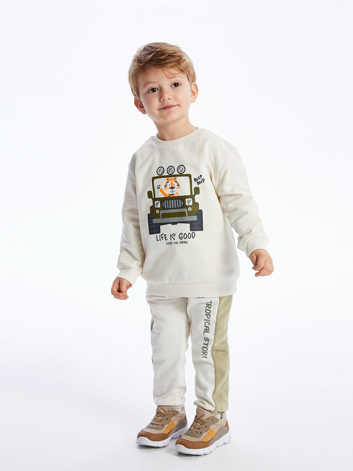 Elastic Waist Nostalgic Monkey Printed Baby Boy Jogger Sweatpants