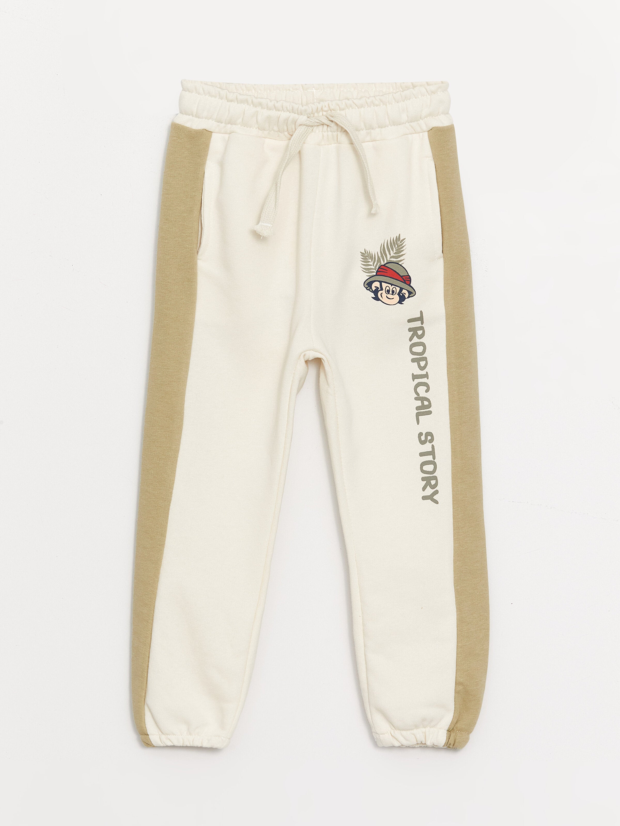 Elastic Waist Nostalgic Monkey Printed Baby Boy Jogger Sweatpants