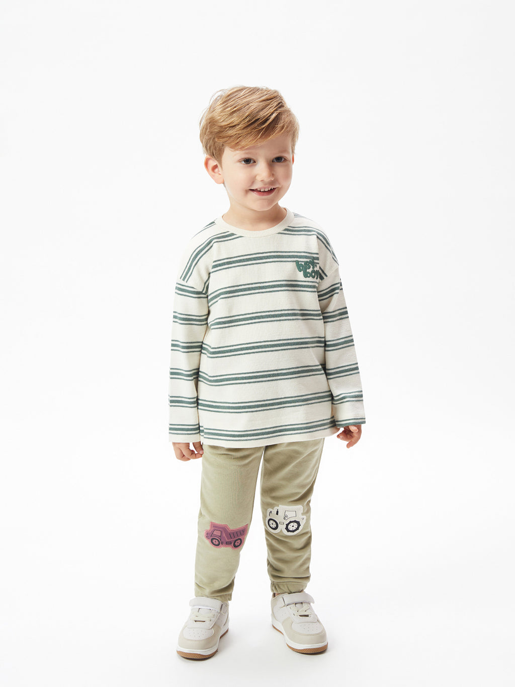 Baby Boy Jogger Sweatpants With Elastic Waist Embroidery
