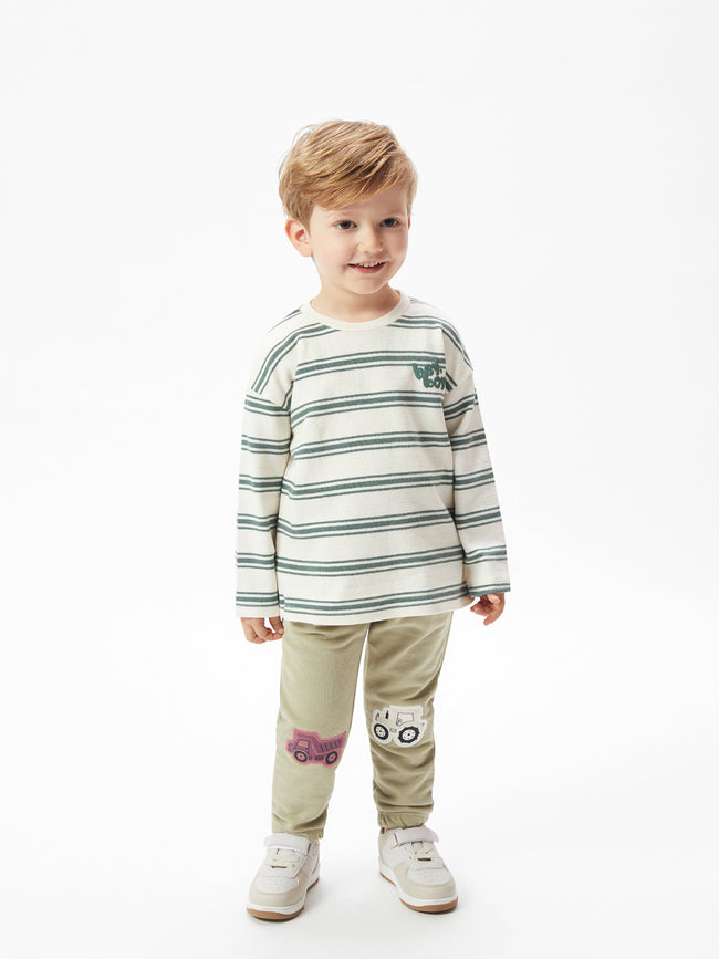 Baby Boy Jogger Sweatpants With Elastic Waist Embroidery Hover Image