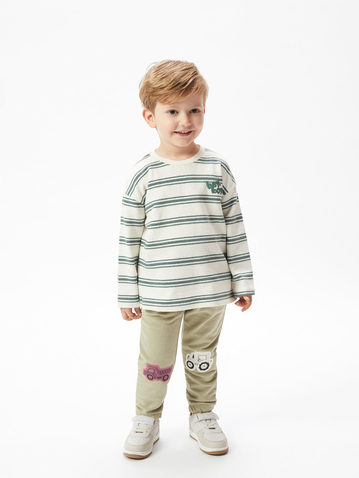 Baby Boy Jogger Sweatpants With Elastic Waist Embroidery