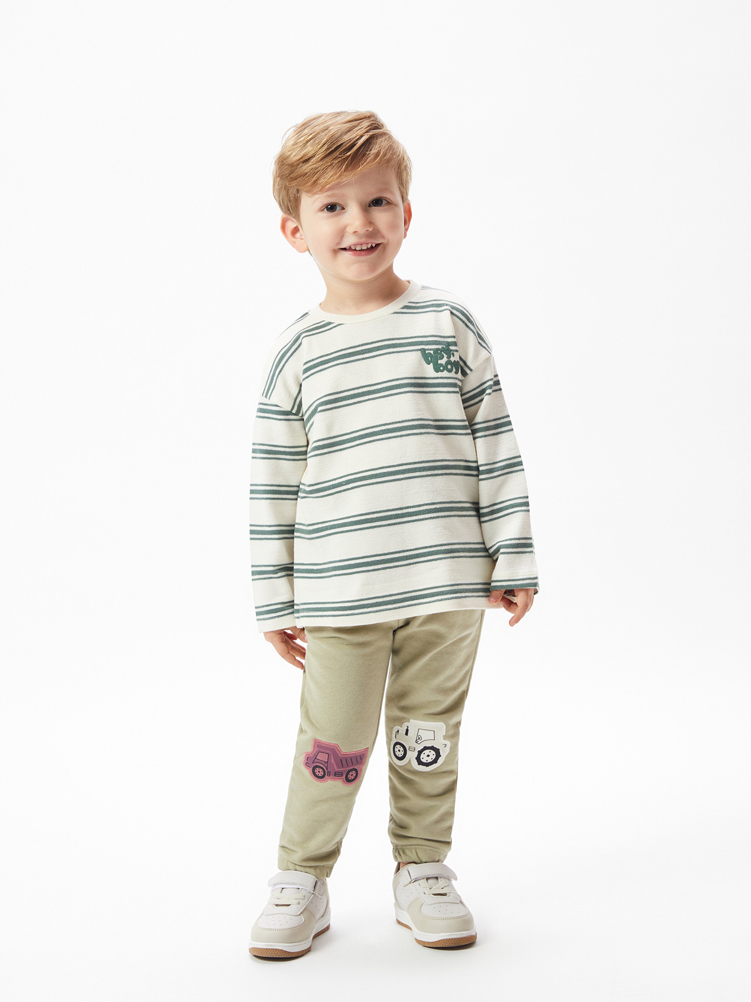 Baby Boy Jogger Sweatpants With Elastic Waist Embroidery