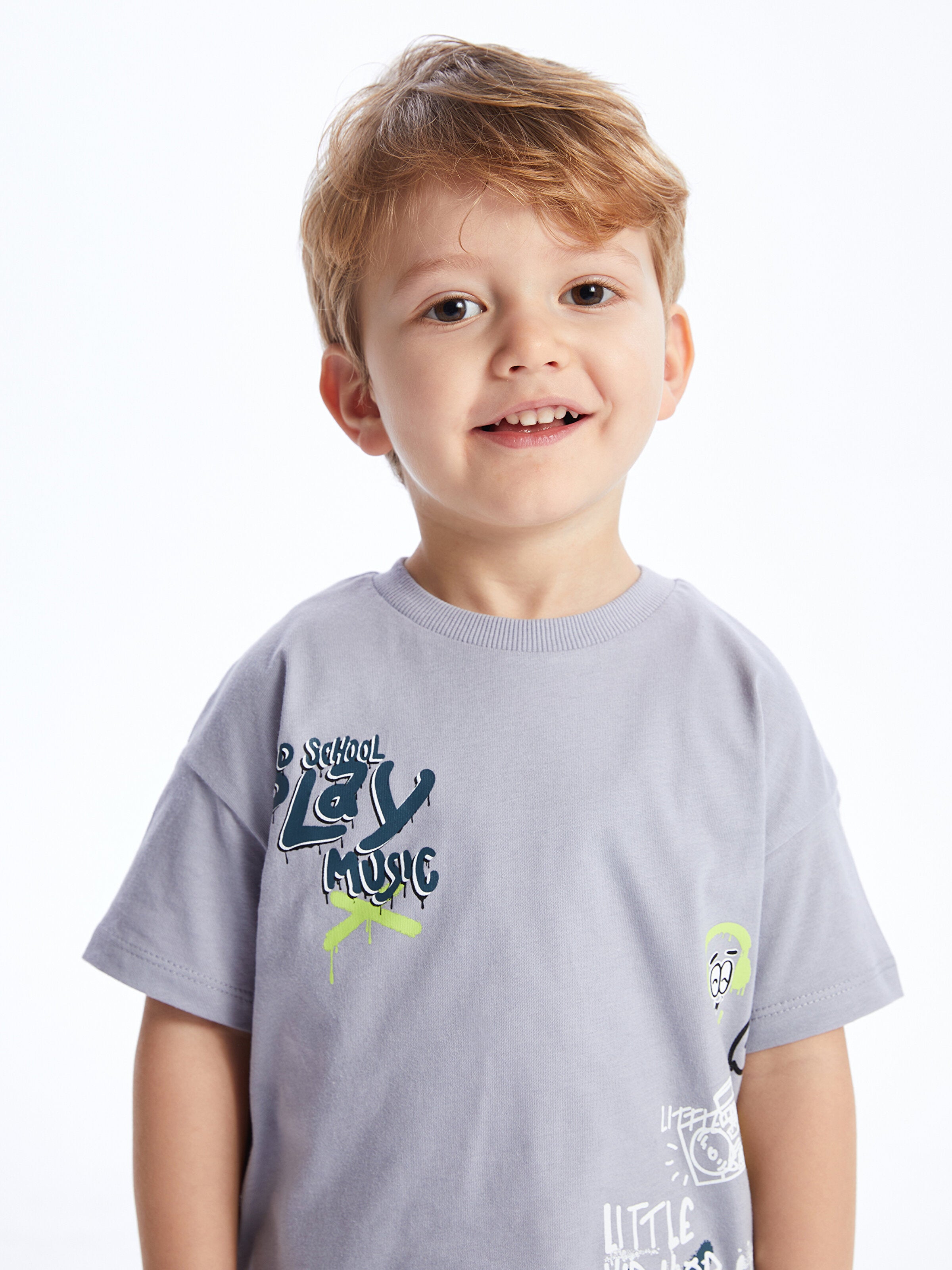 Crew Neck Short Sleeve Printed Baby Boy T-Shirt