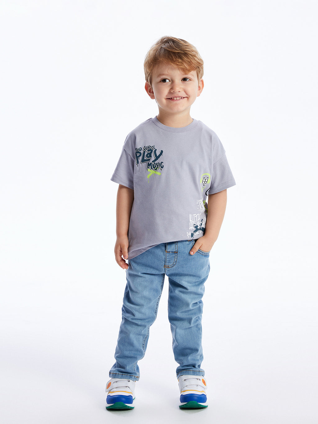 Crew Neck Short Sleeve Printed Baby Boy T-Shirt