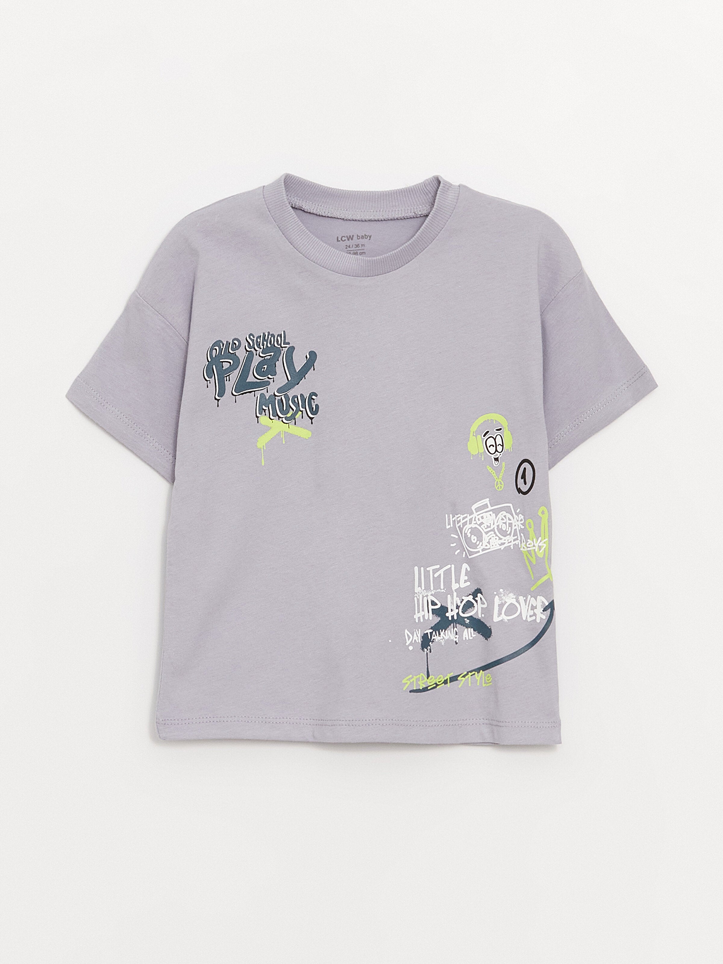 Crew Neck Short Sleeve Printed Baby Boy T-Shirt