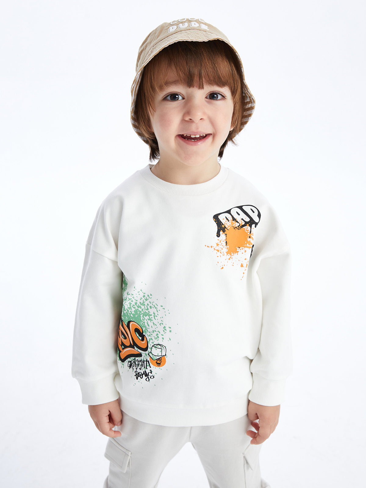 Crew Neck Long Sleeve Printed Baby Boy Sweatshirt