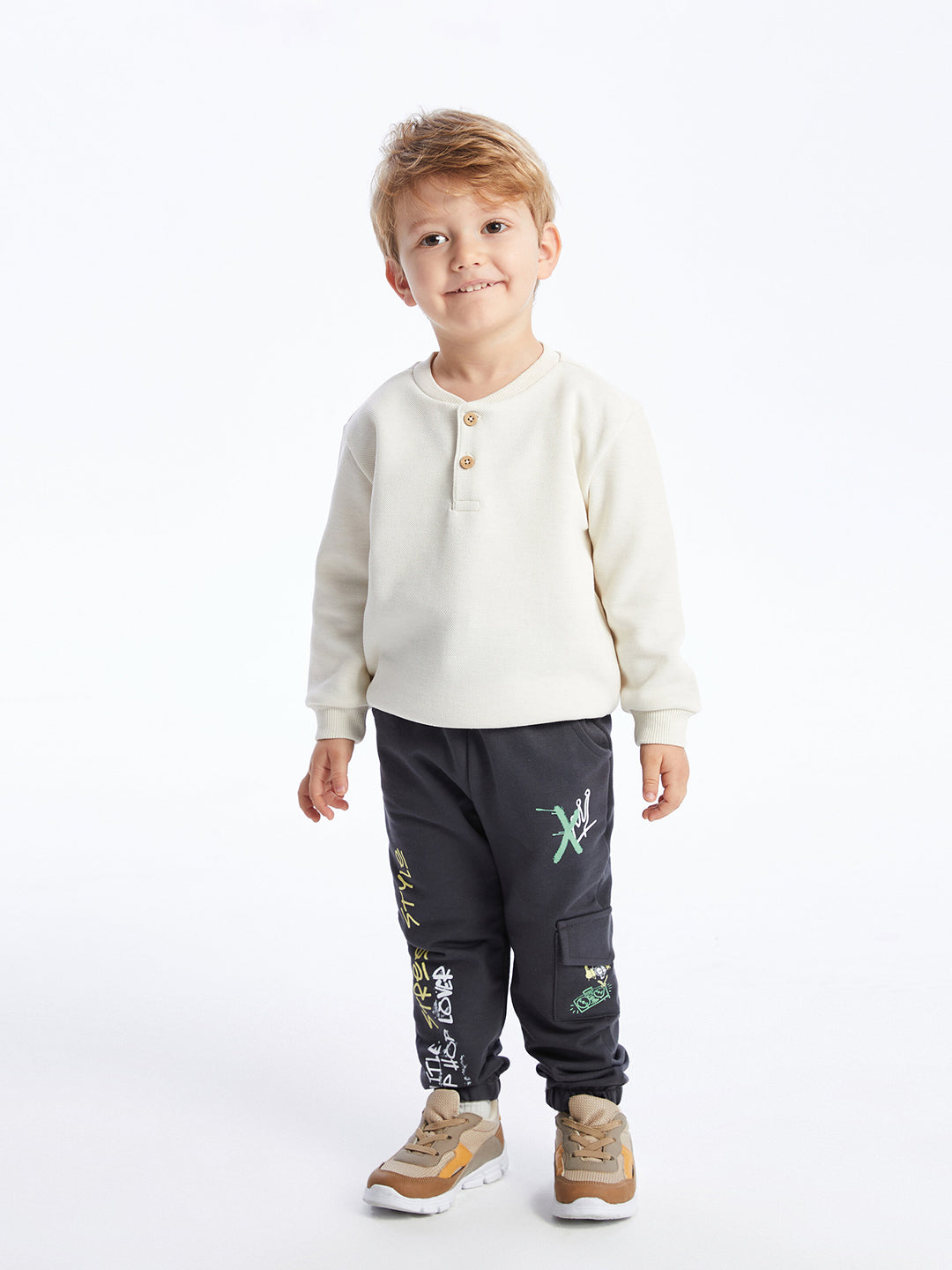 Printed Baby Boy Jogger Sweatpants With Elastic Waist