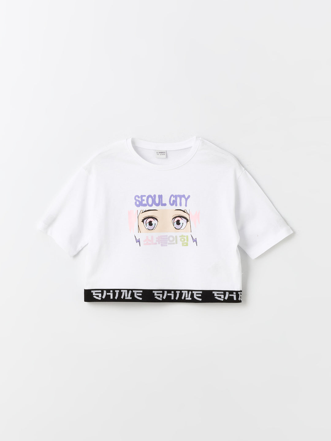 Crew Neck K-Pop Printed Long Sleeve Girls T-Shirt