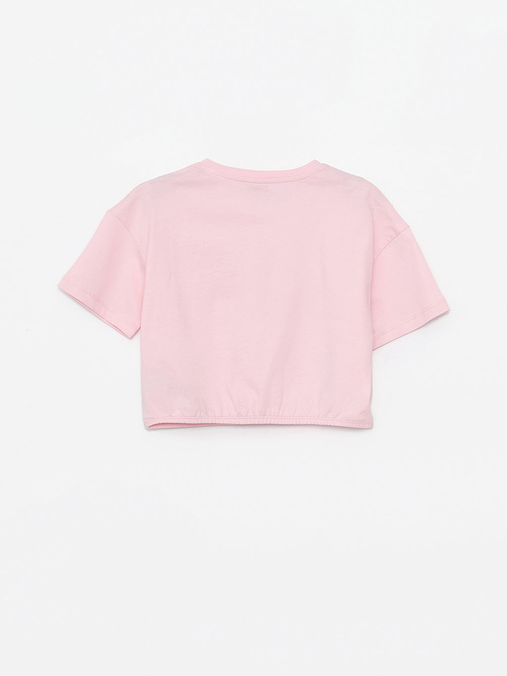 Crew Neck Printed Short Sleeve Girls Crop T-Shirt