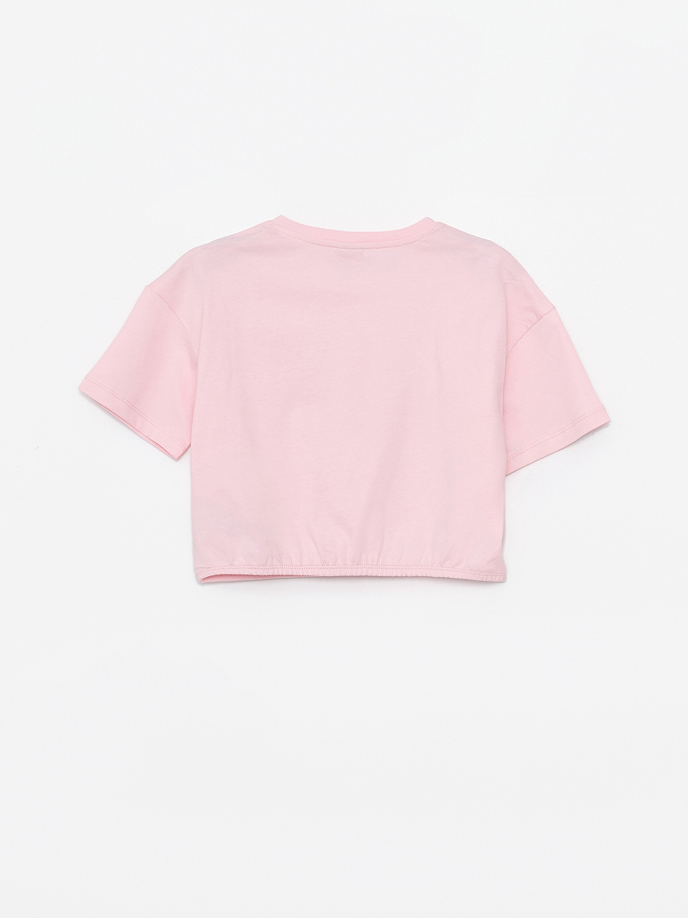 Crew Neck Printed Short Sleeve Girls Crop T-Shirt