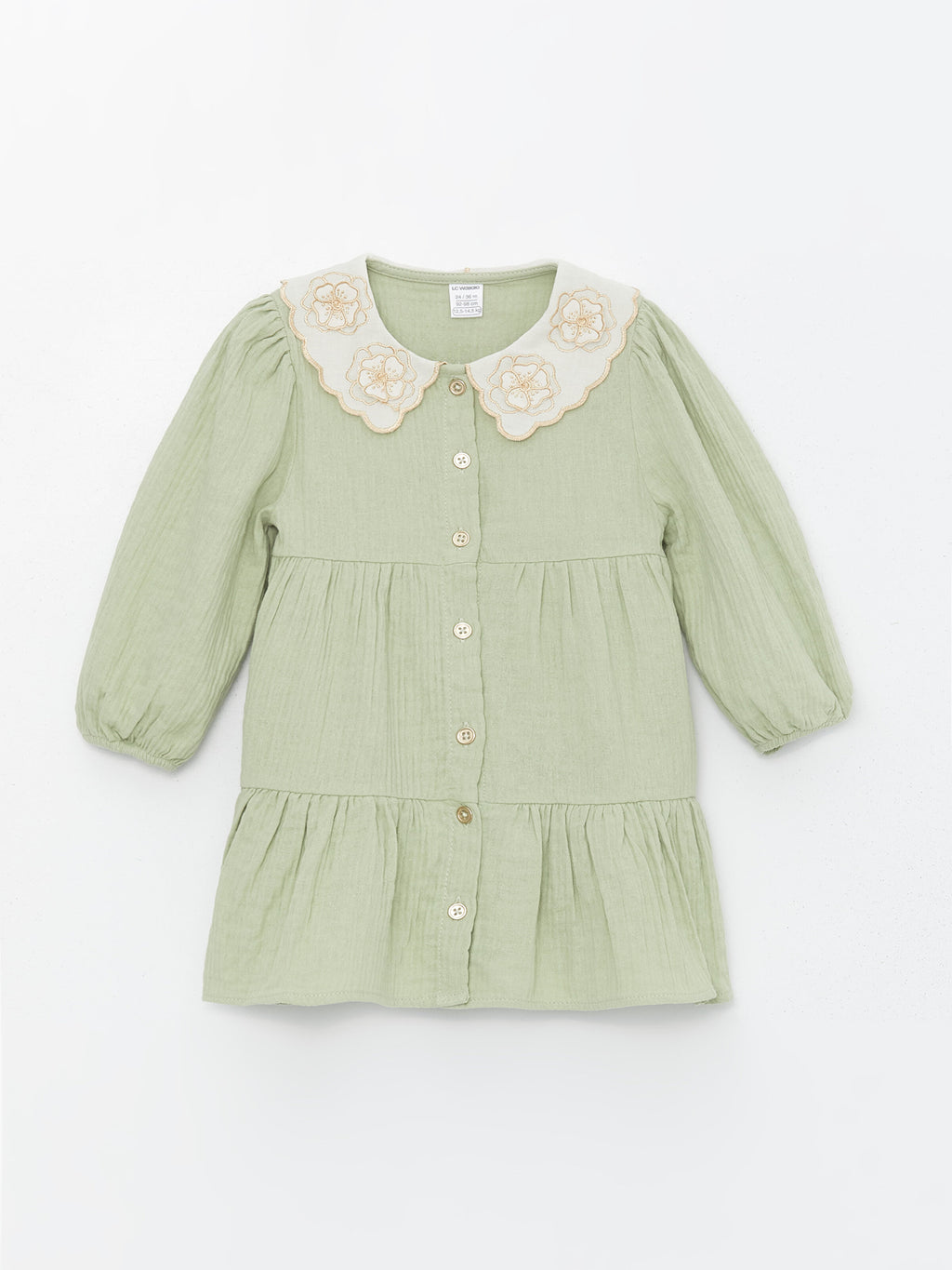 Bebe Collar Long Sleeve Baby Girls Dress