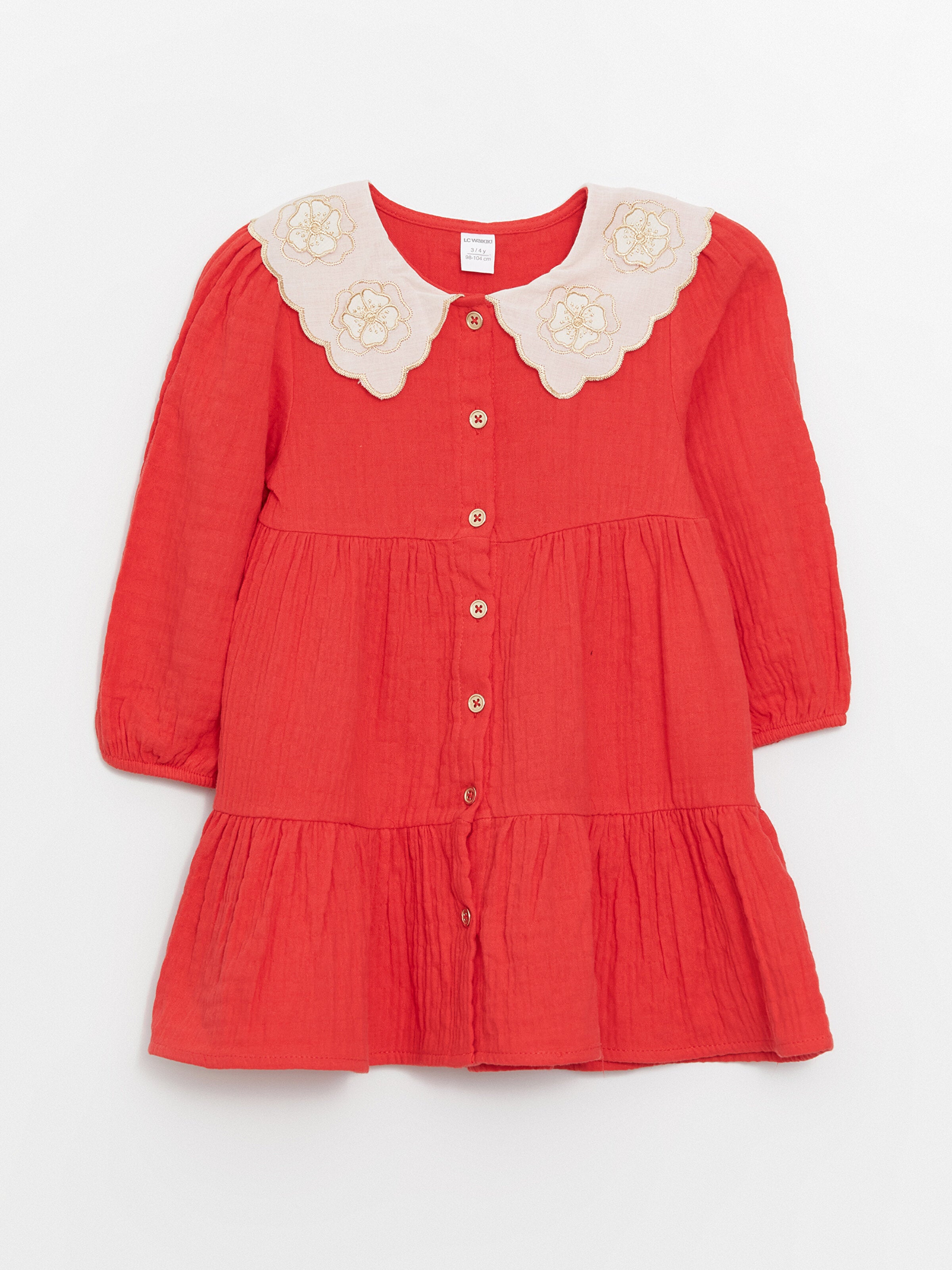 Bebe Collar Long Sleeve Baby Girls Dress